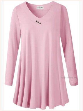 Plus Size Tunic Top Long Sleeve V Neck Loose Fit Flowy Shirt for Leggings